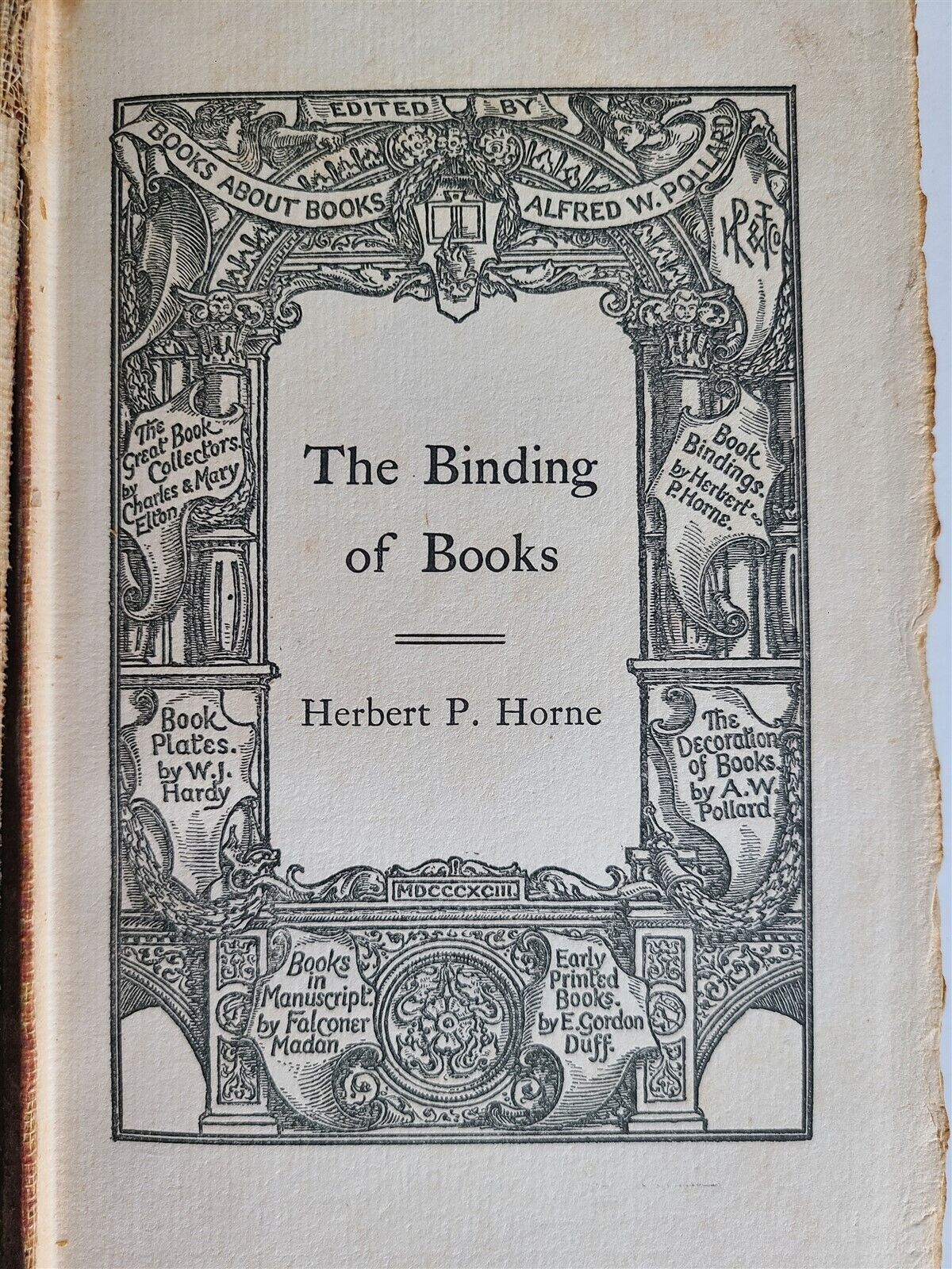 1894 THE BINDING OF THE BOOKS by HERBERT HORNE antique