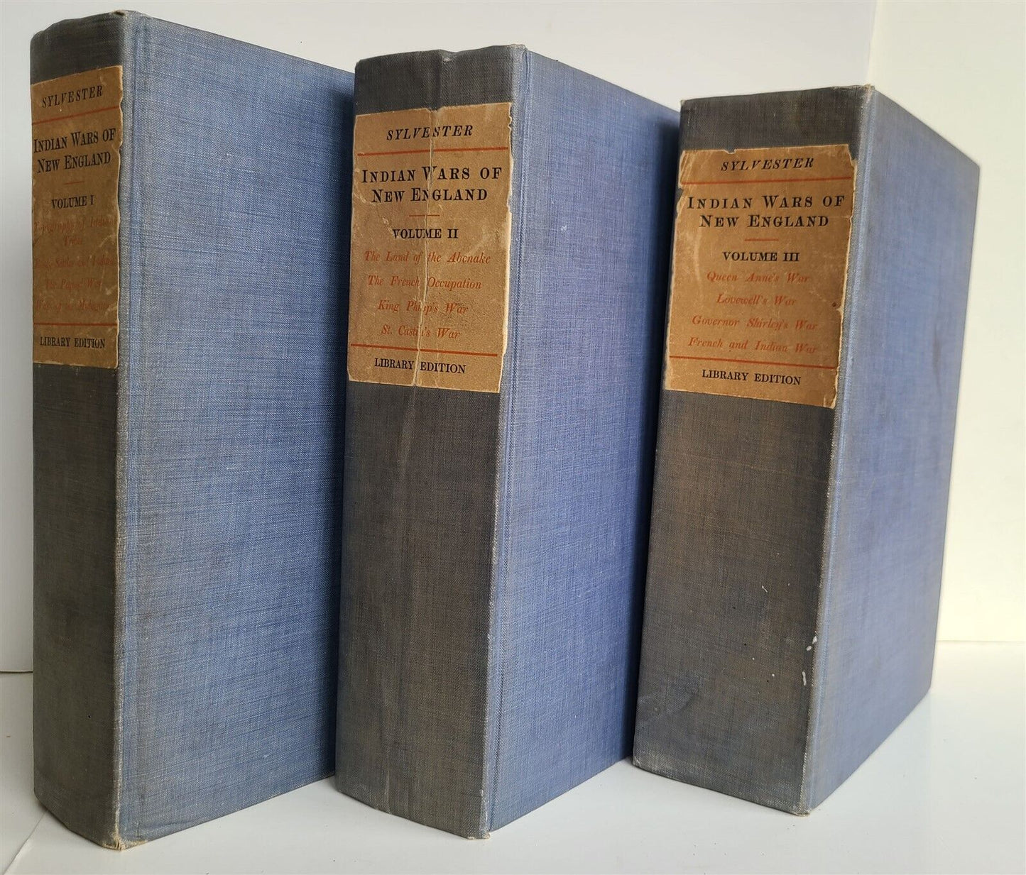 1910 INDIAN WARS in NEW ENGLAND 3 volumes by Herbert M. Sylvester AMERICANA