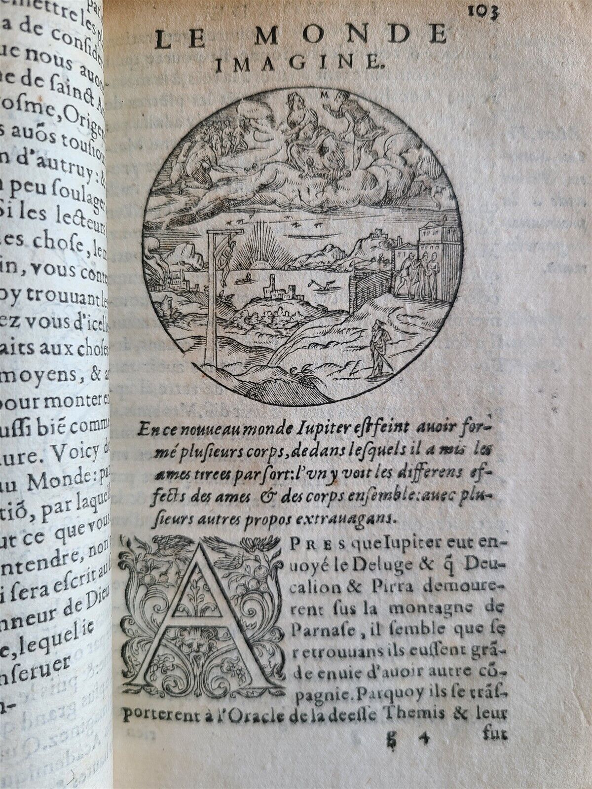 1583 LES MONDES CELESTES TERRESTRES by ANTONIO DONI antique ILLUSTRATED rare