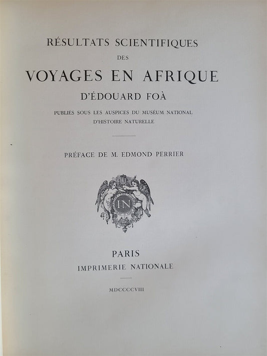 1908 AFRICAN EXPLORATIONS by EDOUARD FOA antique ILLUSTRATED FOLIO w/ MAPS