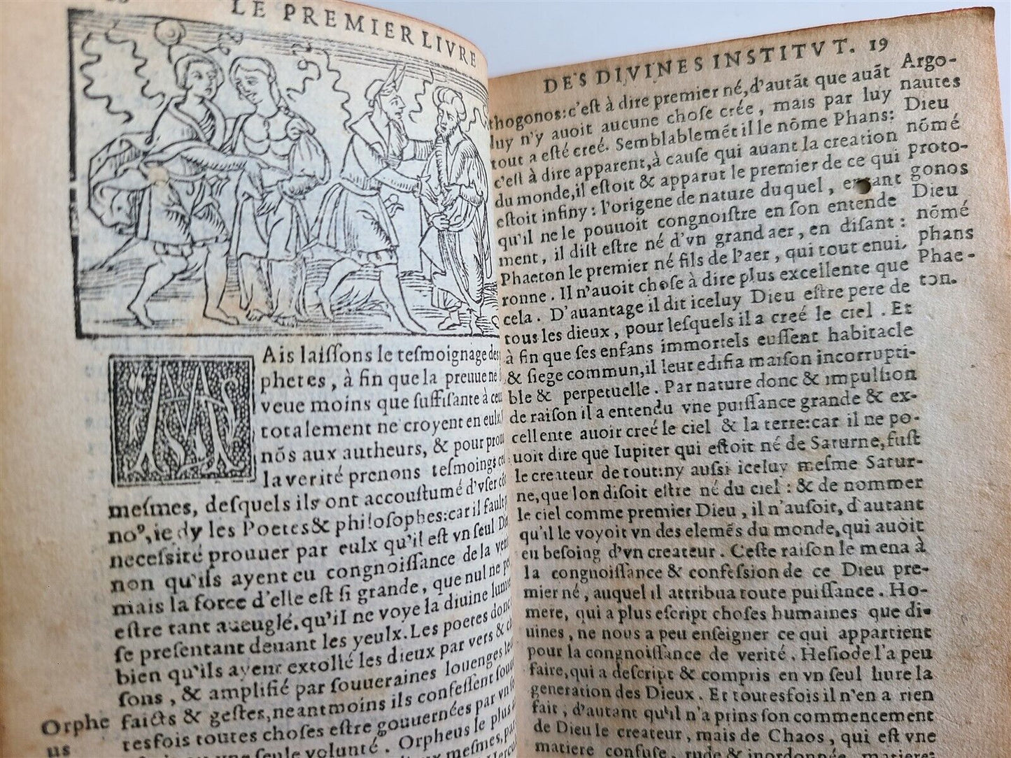 1551 TREATISE AGAINST PAGAN BELIEFS LACTANTIUS antique ILLUSTRATED 179 WOODCUTS