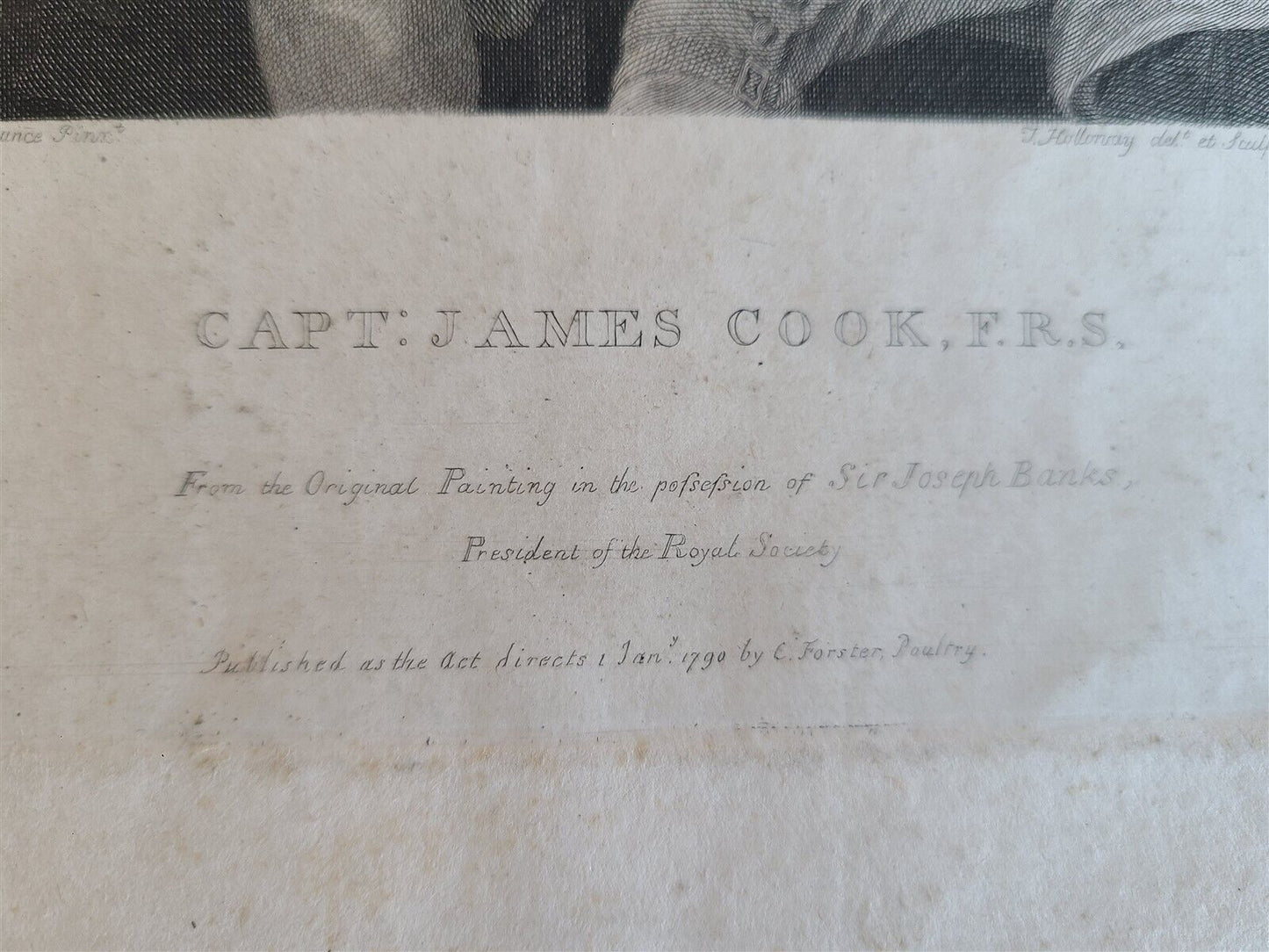 1790 CAPT. JAMES COOK 18th CENTURY ENGRAVING by Holloway Del Et Sulp antique