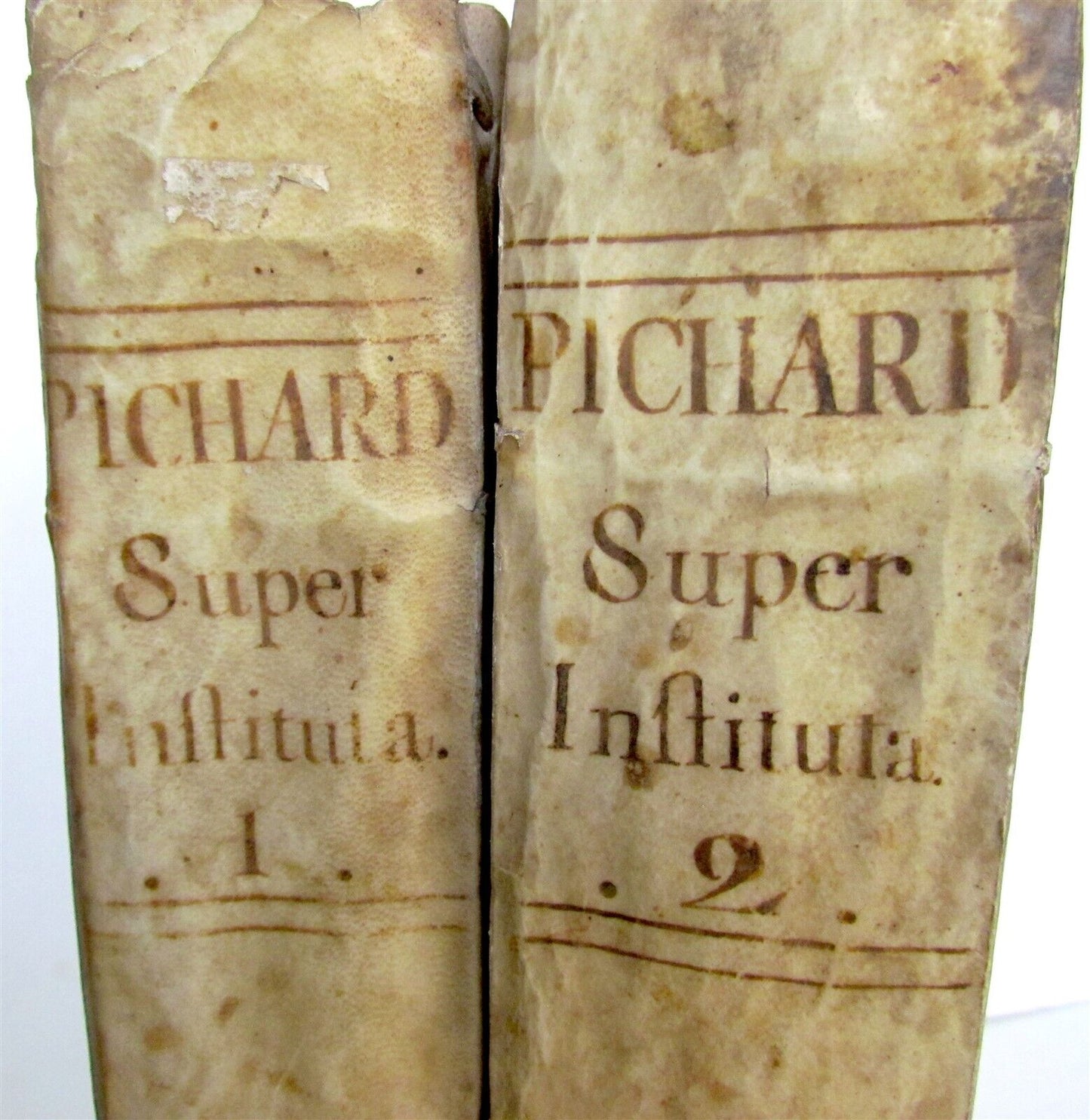 1671 LAW BOOKS 2 FOLIO VOLUMES Institutionum Imperatoris antique VELLUM BOUND