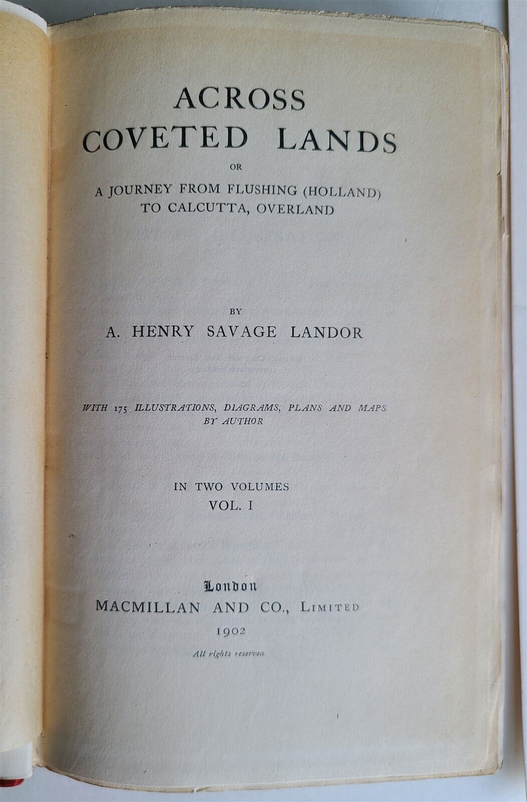 1902 ACROSS COVETED LANDS JOURNEY to CALCUTTA INDIA 2 VOLS. antique ILLUSTRATED