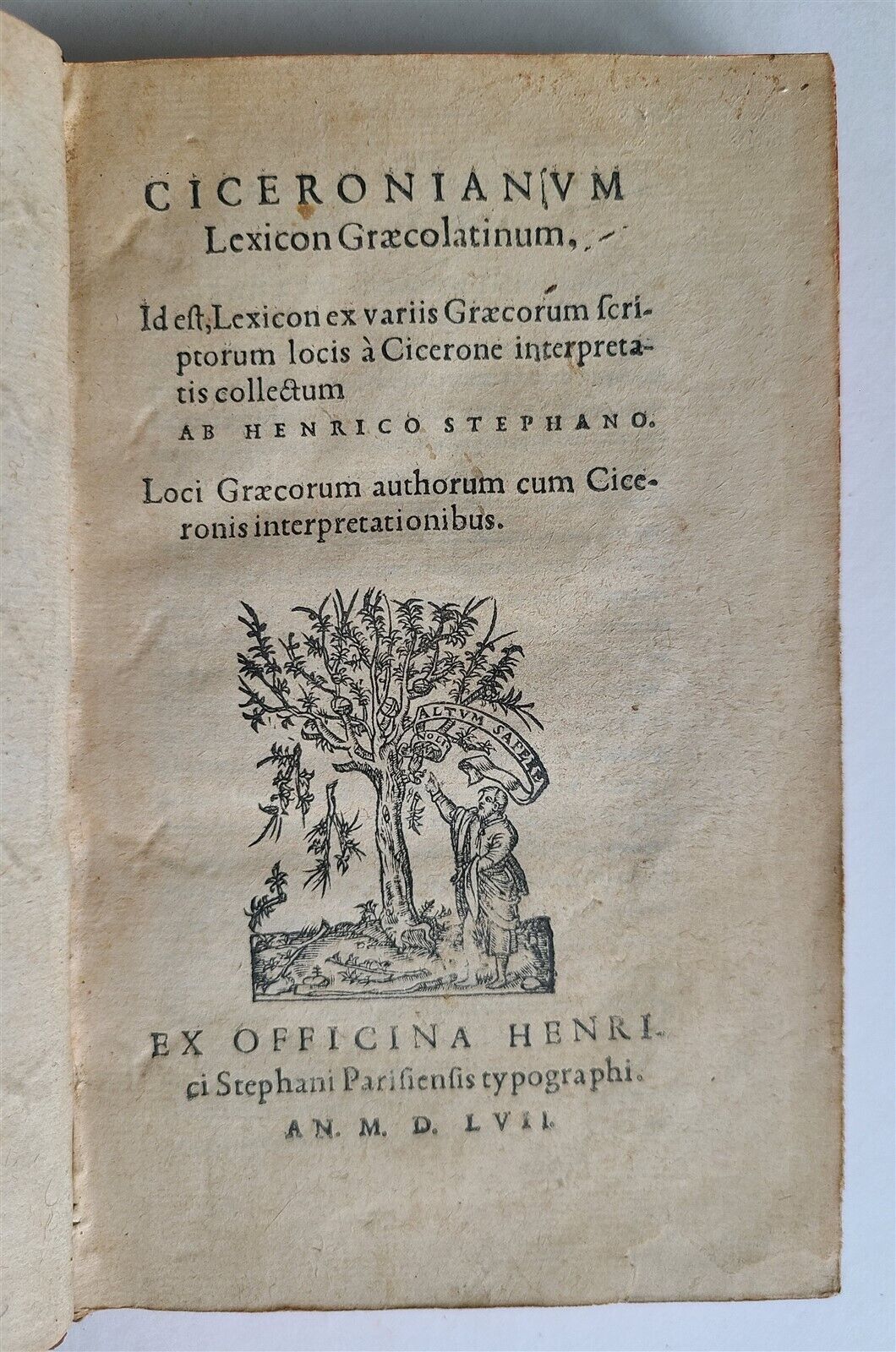 1557 CICERONIAN GREEK LEXICON by HENRY ESTIENNE antique 16th CENTURY