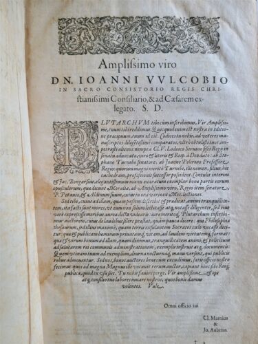 1599 PLUTARCH 2 volumes antique 16th CENTURY LARGE FOLIO in GREEK & LATIN