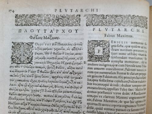 1599 PLUTARCH 2 volumes antique 16th CENTURY LARGE FOLIO in GREEK & LATIN