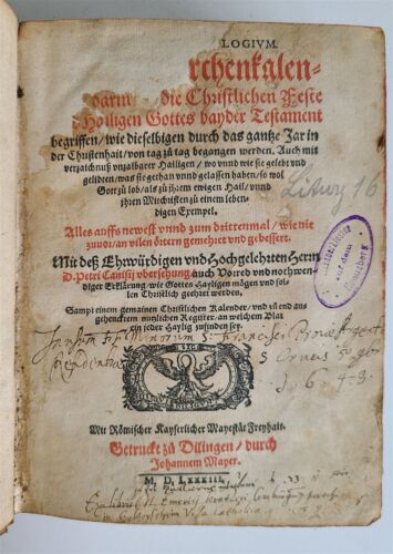 1583 MARTIROLOGY in GERMAN antique PIGSKIN BOUND 16th CENTURY